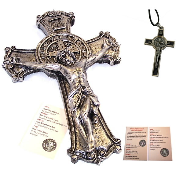 Colored one tone Wall St. Benedict Cross / Crucifix set ( 10 Inch and 3 Inches )