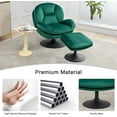 thumbnail image 6 of ﻿ LUCKHAO  Swivel Velvet Accent Chair with Ottoman ,Comfy Single Leisure Chair with Metal Base & Footrest , 360 Swiveling Armchair , Reading Chairs, 6 of 8