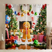 Castle Fairy Gingerbread Man Curtains Pack of 2 (42x84 Each) for Teens,Xmas Gifts Curtains Blackout,Merry Christmas Bedroom Curtains,Luxury Bedroom Decor