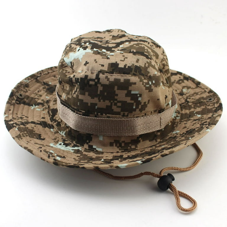Odeerbi Fishing Bucket Hat for Men Women Outddor Sun Hat Unisex Summer Bush  Hiking Round Camouflage Cap Khaki