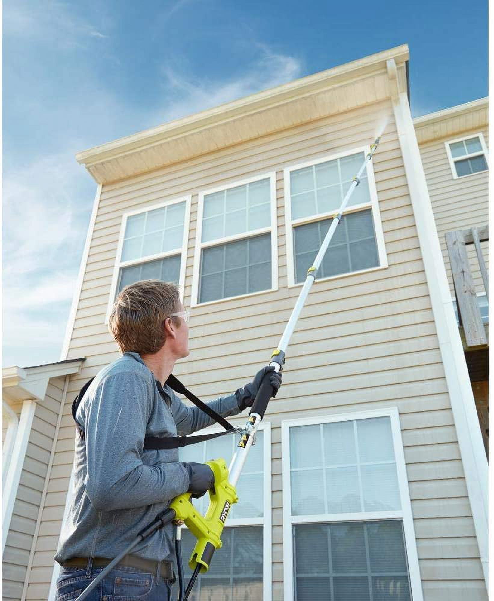 RYOBI 18 ft. Telescoping Extension Pole with Brush for Most Gas Electric and Cordless Pressure Washers up to 4200 PSI