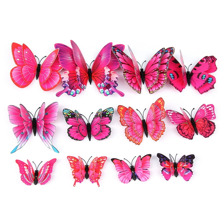 NEW 12 pc 3D Magnetic Yellow Butterfly Stickers Wall / Refrigerator Decor  Set Y2 