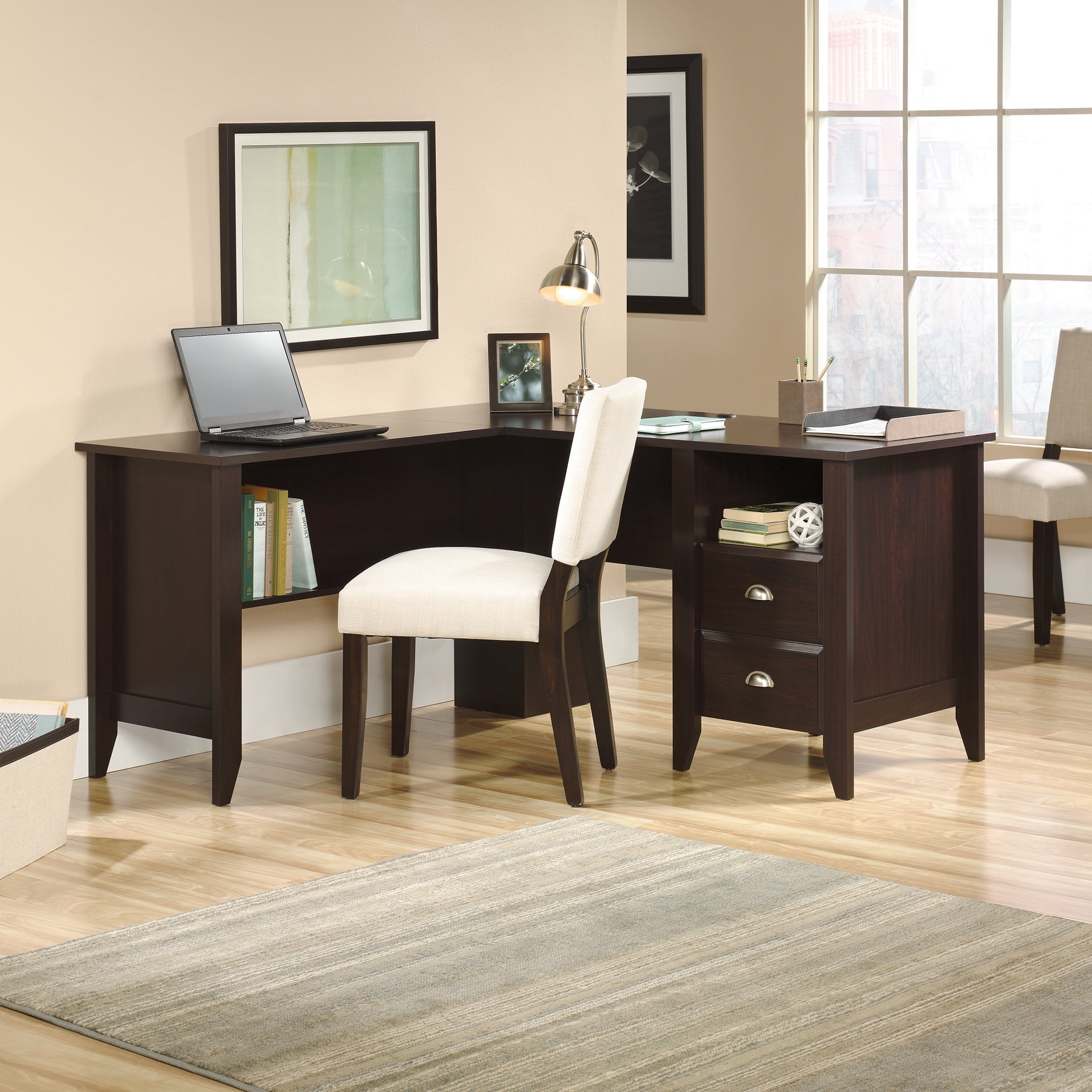 Sauder Shoal Creek L Shaped Desk Jamocha Wood Finish Walmart