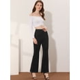 thumbnail image 3 of Pantalones Largos Allegra K de punto Liso con cremallera lateral oculta Acampanada de cintura alta para Mujer Negro L, 3 of 5