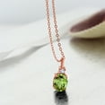 thumbnail image 2 of Gem Stone King 18K Rose Gold Plated Silver Green Peridot and White Created Sapphire Pendant Necklace for Women (2.15 Cttw, Gemstone August Birthstone, Oval 9X7MM, with 18 inch Silver Chain), 2 of 3