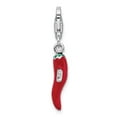 thumbnail image 3 of 925 Sterling Silver RH Red Enamel Pepper With Lobster Clasp Charm Pendant; for Adults and Teens; for Women and Men, 3 of 4