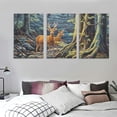 thumbnail image 3 of COMIO  PT8536-40-20 Deer in Forest-Landscape Painting Canvas Art Print-12''x16''X3 Panels, 3 of 4