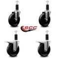 thumbnail image 2 of 5 Inch Phenolic Swivel 1-1/4 Inch Expand Stem Caster Set 2 Total Lock Brakes, 2 of 2