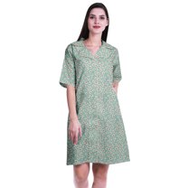 Moomaya Plus Size Shirts For Women Printed Button Down Shirts Summer Dress-S-XXL