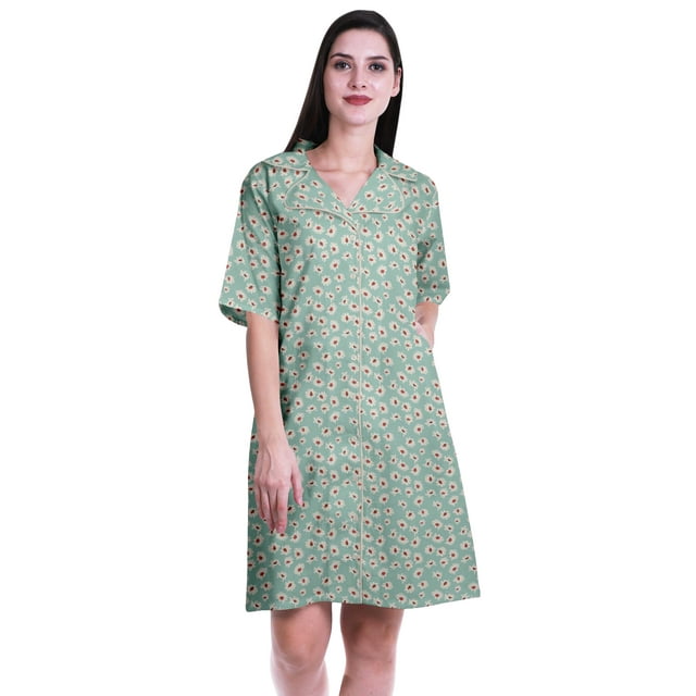 Moomaya Chemises Grande Taille pour Femmes Chemises Imprimées à Boutons Robe d'Été-S-TTG