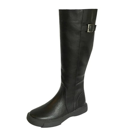 

TAIAOJING Ladies Knee Boots Flat Boots Retro Boots Zipper High Barrel Thigh Boots Winter Buckle Belt Plus Size Shoes Zapatillas