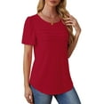 thumbnail image 3 of UVN Short Sleeve Blouse for Women Summer Dressy Casual Crewneck Shirt Pleated Tunic Tops, 3 of 8
