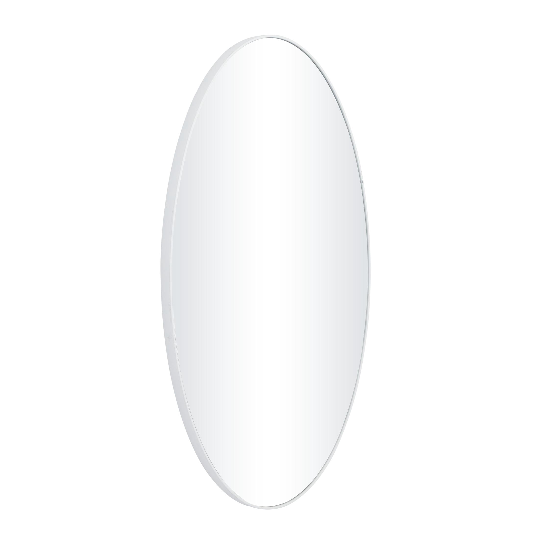 DecMode 18" x 32" White Oval Wall Mirror with Thin Frame