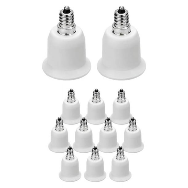 Paquete de 12 Adaptadores E12 A E26, Portalámparas E12 A Base Media, Convertidor E26 E27, Adaptador de Portalámparas, Portalámparas para Candelabros
