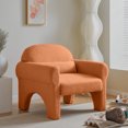 thumbnail image 2 of Modern Accent Chair with Bouclé Fabrics, Comfy Sherpa Loveseat with Lumbar Pillow,  Leisure Single Sofa Chair for living room, Orange, 2 of 6