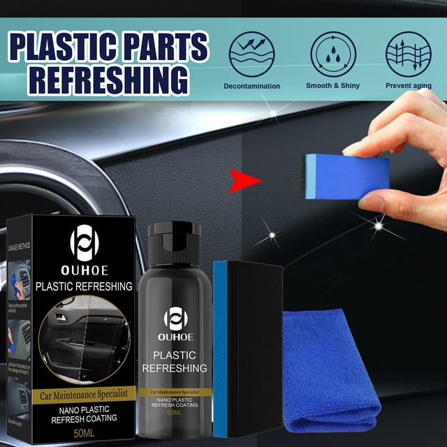 Liquidation Aujourd'hui! Agent de Nettoyage Intérieur Automobile, Pièces en Plastique Rafraîchissantes pour Rétrécissement, Nettoyant pour Rétrécissement Intérieur de Voiture, Produit de Soin pour Tableau de Bord et Garniture 50ml