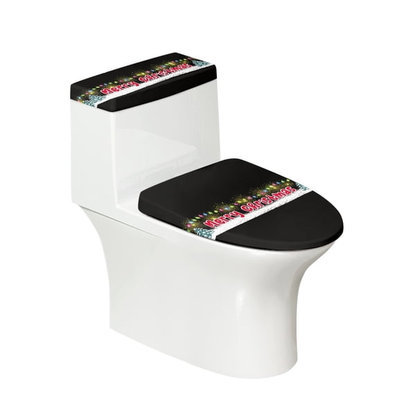 HELLHERO Christmas Patterns Lid Cover Set for Toilet of Set of 2 Elastic Edge Toilet Covers Set Machine Washable Bathroom Home Comfort