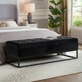 thumbnail image 6 of GZXS Modern Button Tufted Upholstered Storage Bench, Velvet Bedroom Ottoman, Entrway Shoe Bench with Metal Base, 58.6"L x 21.2"W x 18.5"H, Black, 6 of 9