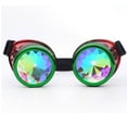 thumbnail image 1 of LELINTA Fation Rainbow Steampunk Goggles Rivet Laser Kaleidoscope Glasses Role Playing Round Glass Crystal Lens Silver Black Pink, 1 of 3