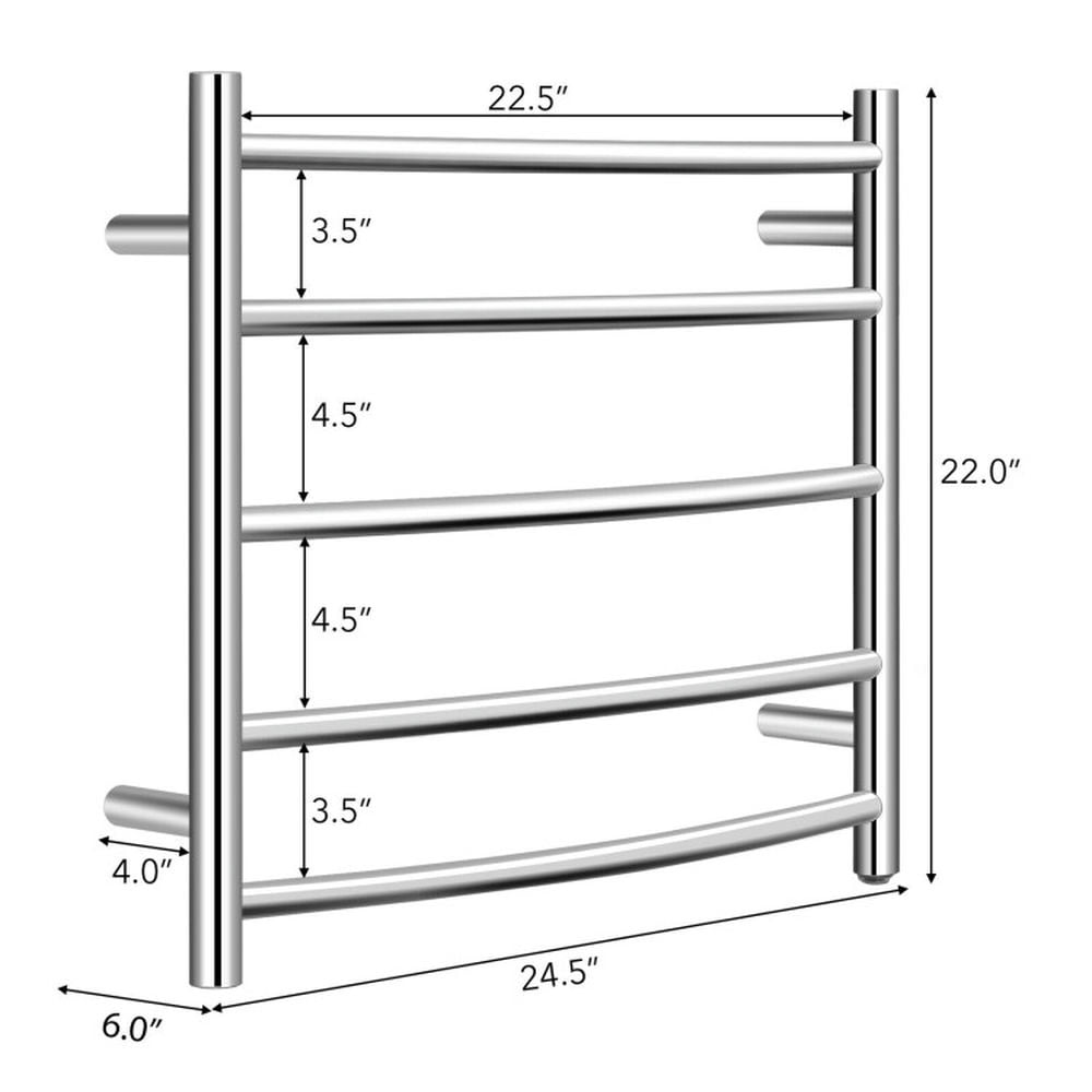 Finihen Wall Mounted Towel Rack, Electric Heated Towel Rack, Electric Heated Towel Warmer Wall Mount Drying Rack 304 Stainless Steel, for Bathroom, laundry Room, Silver