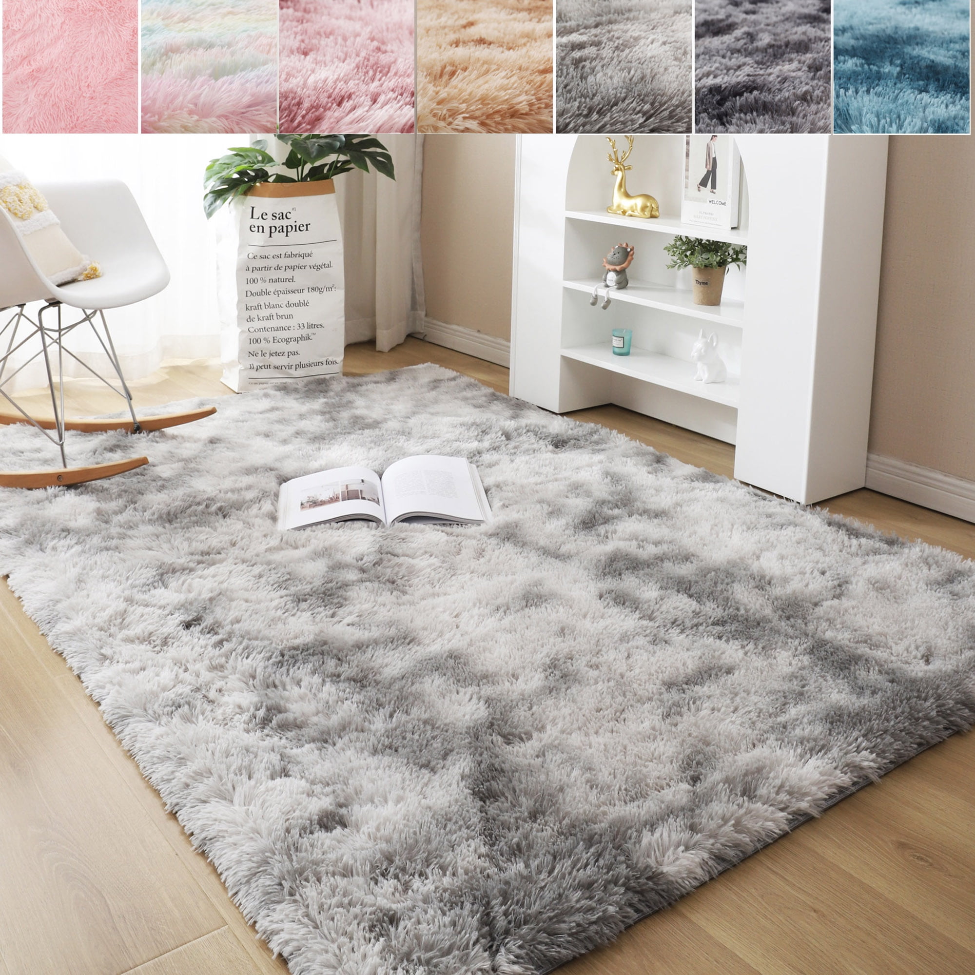 3 Color Large Size Fluffy Soft Carpet Anti-skid Floor Rug Bedroom Mat  Fluffy Area Rug Living Room Carpet Hallway Mat Home  Decoration(Size:100x160cm /