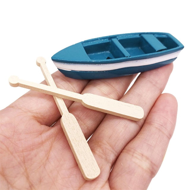 Exquisite Blue Mini Boat Miniature FOR 1/12 Dollhouse Living Room Decoration