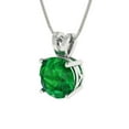 thumbnail image 2 of Clara Pucci 14K White Solid Hypoallergenic Gold 1.5Ct Emerald Round Brilliant Cut Solitaire Designer Necklace Pendant For May, 2 of 7