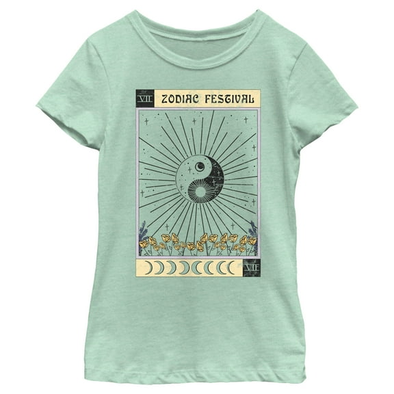Girl's Lost Gods Zodiac Festival Yin and Yang  Graphic Tee Mint X Small