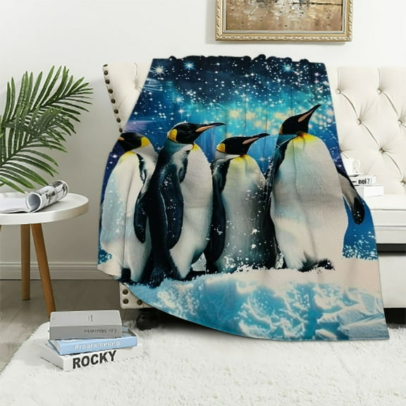 Pratyus Penguins Stars Throw Blanket for Couch Sofa Bed Home Decor All Seasons Soft Plush Blanket 40x50in