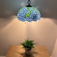thumbnail image 3 of Tiffany Pendant Lights Fixture Blue Stained Glass Green Leaves LED Bulb Included 16"W*16"D*75"H, 3 of 6
