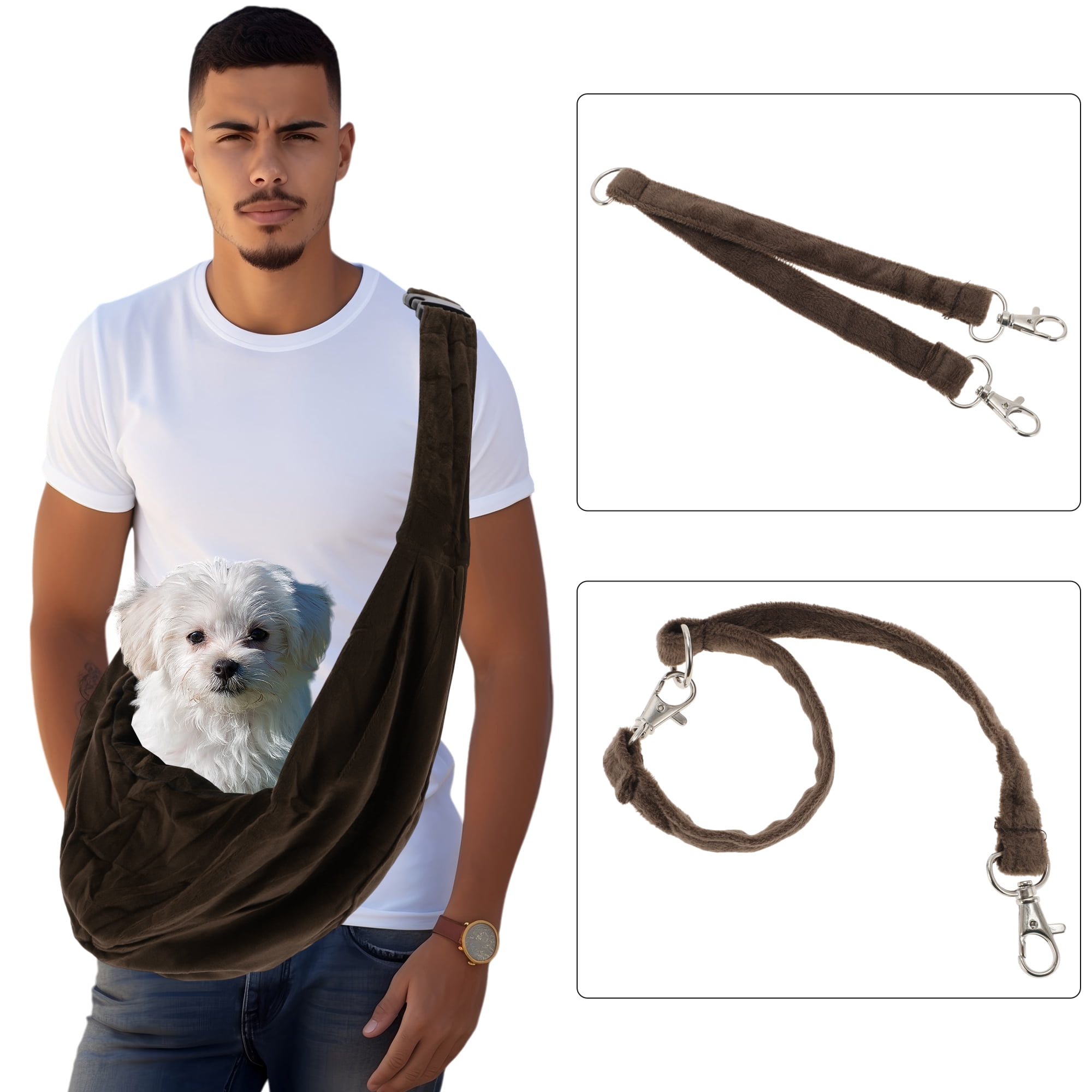 Unique Bargains Flannel Pet Sling Carrier Adjustable Pet Sling for Small Dogs and Cats