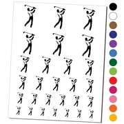 Man Swinging Golf Club Water Resistant Temporary Tattoo Set Fake Body Art Collection - Black