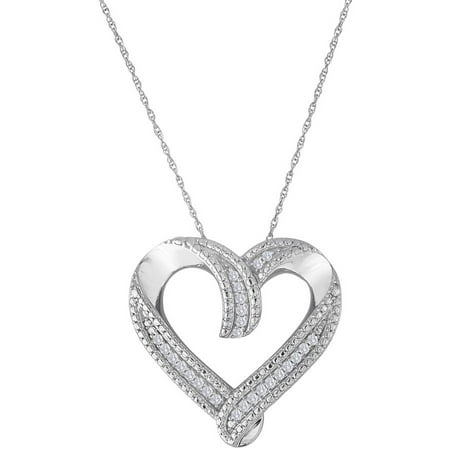1/4 Carat T.W. White Diamond Sterling Silver Two-Row Heart Pendant