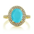 thumbnail image 2 of Gem Stone King 2.36 Ct Oval Green Turquoise 18K Yellow Gold Plated Silver Ring (Size 9), 2 of 4