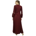 thumbnail image 4 of Bimba Women's Maroon Rayon Aari Work Puff Sleeve Mandarin Maxi Casual Dress-26, 4 of 5