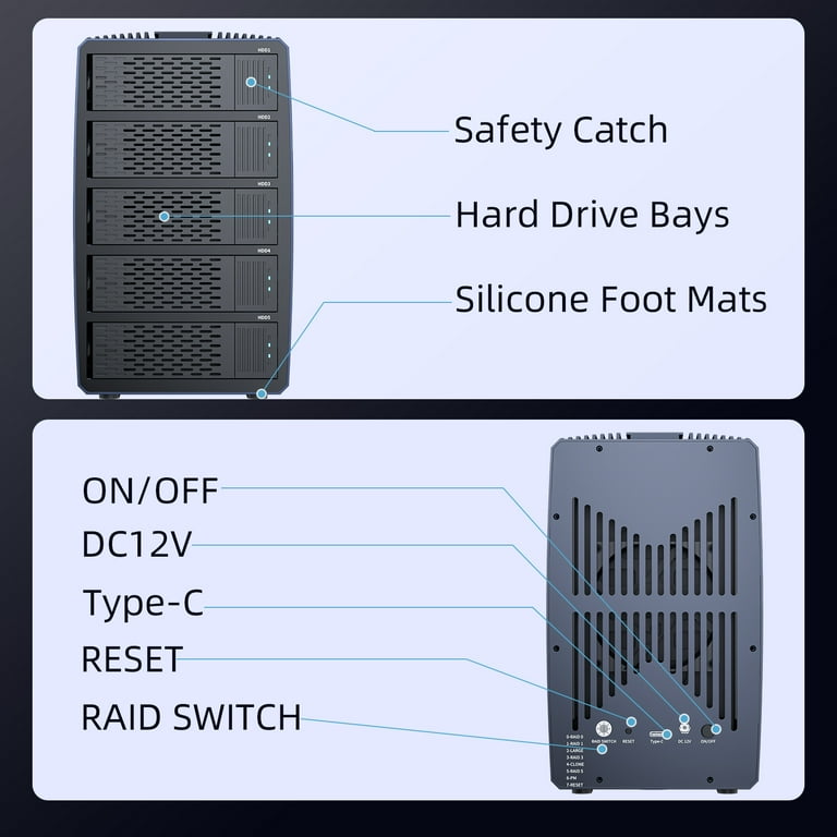 ACASIS Bays External Hard Drive Enclosure, 5Gbps Raid USB