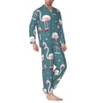 thumbnail image 2 of Naloa Flamingo Men’s Pajamas Set - Long Sleeve Button Down Sleep Shirt and Pajama Bottoms Sleepwear Set-Small, 2 of 7