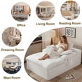 thumbnail image 2 of 65" Oversized Indoor Chaise Lounge Chair, Boneless Double Layer Side Pocket Chaise with 3 Pillows, Cloud Corduroy Sofa Bed, No Assembly Required, White, 2 of 8