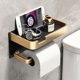 thumbnail image 2 of Soporte de papel higiénico de oro negro, soporte de pared para baño, soporte de papel multifunción para teléfono, estante, rollo de toalla, accesorios, 2 of 5
