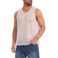 thumbnail image 4 of INSPIRE CHIC Men's Hollow Mesh Sleeveless Round Neck Club Knitted Sheer Vest 2XL White, 4 of 5