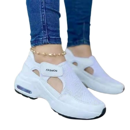 

Women Sneakers Solid Color Platform Thick Bottom Ladies Flats Breathable Vulcanized Shoes Casual Female Sports Shoes 36 White