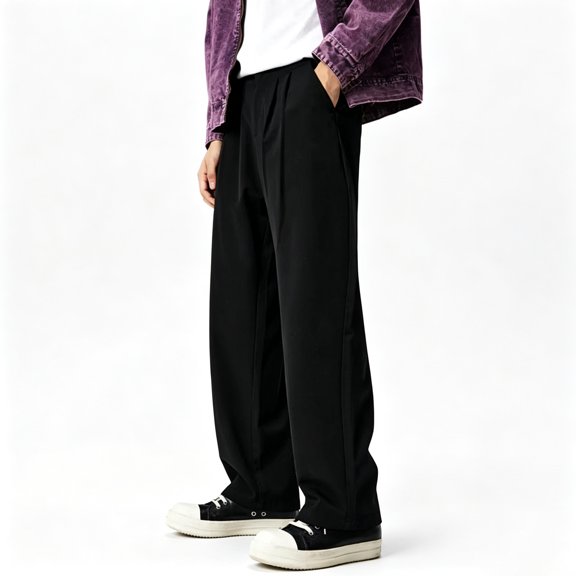 Men Big Tall 4-Way Stretch Double Pleated Microfiber Business Slacks S-XL
