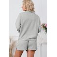 thumbnail image 3 of Women's Gray Ribbed Zipper Sweatshirt and High Waist Shorts Set, 3 of 5