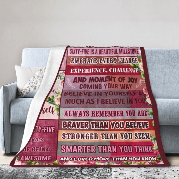 LHSHID 65th Birthday Gifts Throw Blanket Soft Fuzzy Fleece Blanket For Couch Bed Living Room Decoration 40x50in