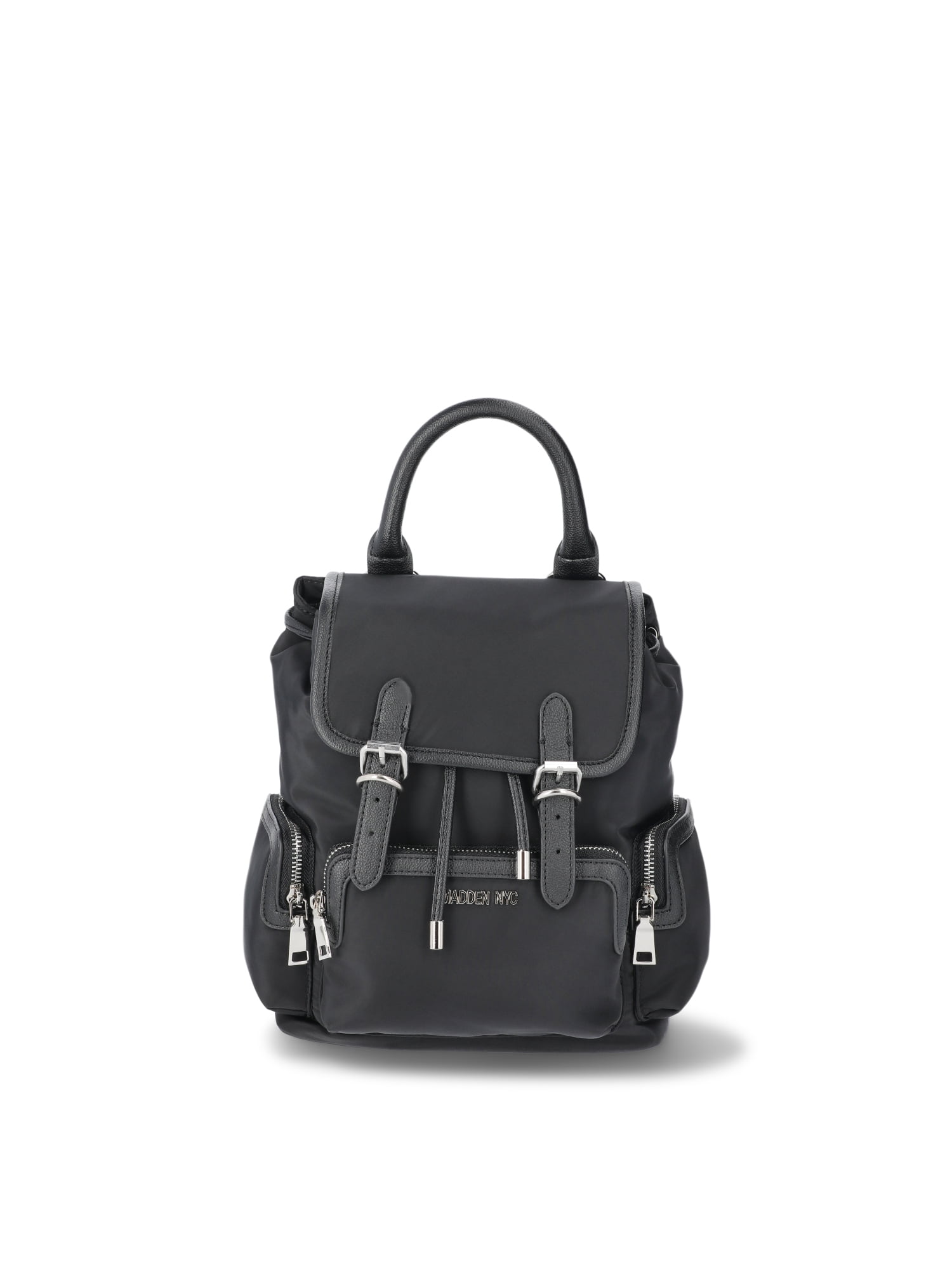 Madden NYC Women's Buckle Flap Backpack Black