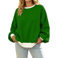 thumbnail image 3 of Color Block Sweatshirt For Women, Crewneck Puff Long Sleeve Tops, Fall Oversized Fashion Casual Pullover Shirts S-XXL, 3 of 7