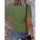 thumbnail image 3 of Camisa de manga corta de color puro, blusa de manga corta con cuello en V y manga corta, diseño revolucionario, 3 of 3