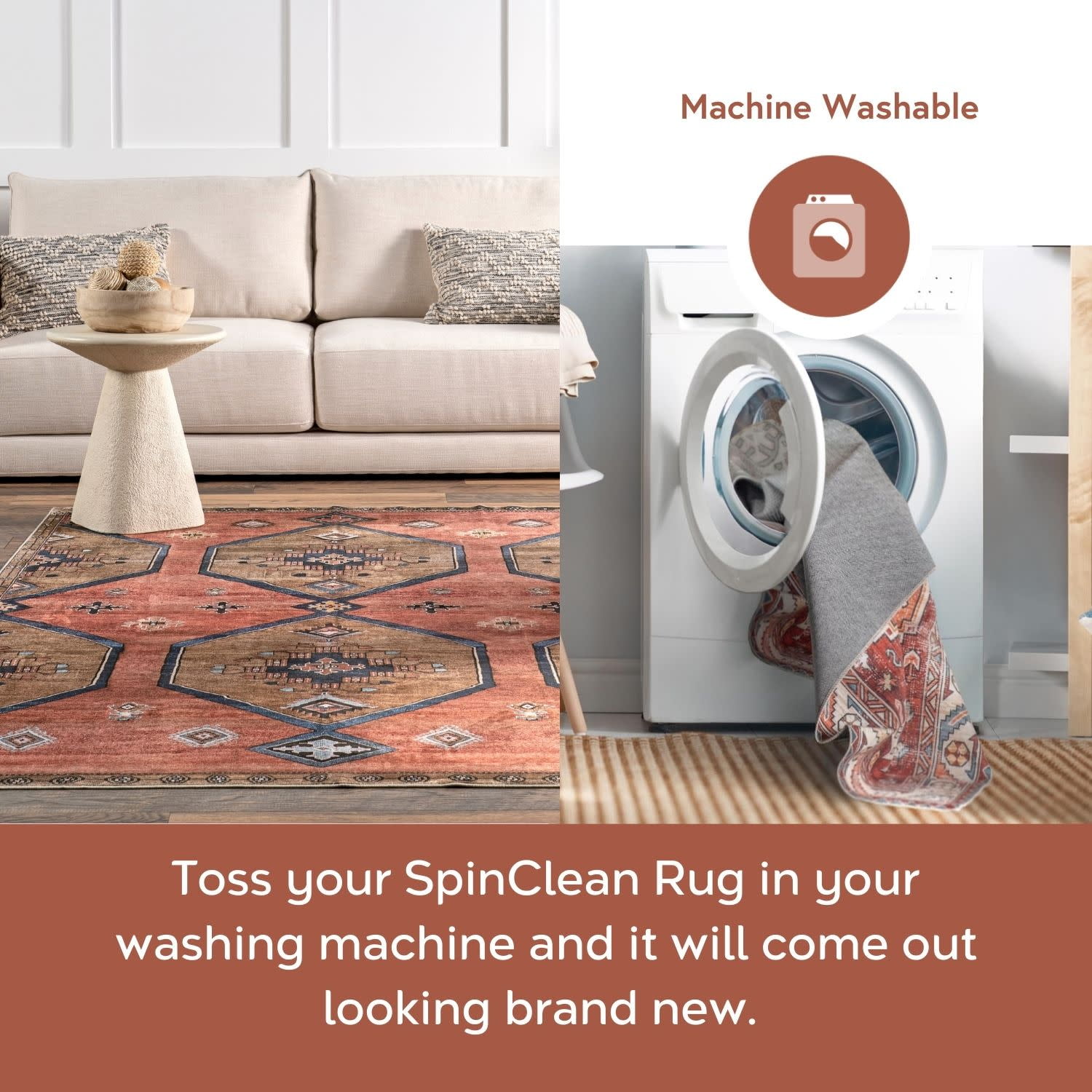 Nuloom Steph SpinClean Windowpane Plaid Machine Washable Area Rug, 5' x 8', Steph Blue