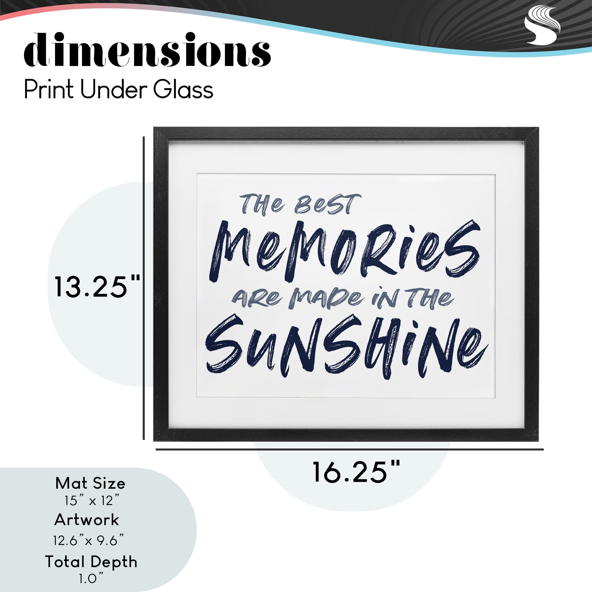 Memories Made In Sunshine Black Framed Print Under Glass, design by Lettered and Lined