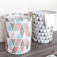 thumbnail image 3 of Clearance! Cotton Linen Foldable Dirty Clothes Hamper Large Laundry Basket Storage Bag gray white triangle, 3 of 6